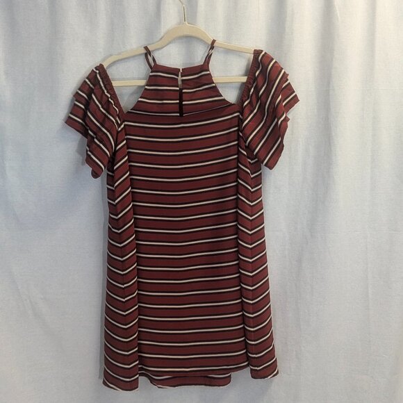 NWT Sugar Lips Cold-Shoulder Dress Size XS Striped - Picture 3 of 15